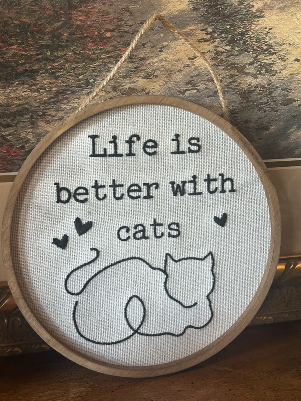 Life Is Better With Cats Wall Hanging - White and Black